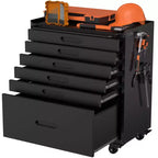 Servante à roulettes 6 tiroirs – Meuble de rangement mobile robuste en acier pour garage, noir