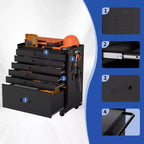 Servante à roulettes 6 tiroirs – Meuble de rangement mobile robuste en acier pour garage, noir
