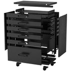 Servante à roulettes 6 tiroirs – Meuble de rangement mobile robuste en acier pour garage, noir