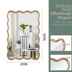 Miroir mural 50,8 x 76,2 cm avec cadre en bois massif, miroir décoratif rectangulaire ondulé pour salle de bain, chambre à coucher, salon, entrée-Panipeachy