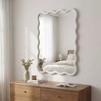 Miroir mural 50,8 x 76,2 cm avec cadre en bois massif, miroir décoratif rectangulaire ondulé pour salle de bain, chambre à coucher, salon, entrée-Panipeachy