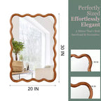 Miroir mural 50,8 x 76,2 cm avec cadre en bois massif, miroir décoratif rectangulaire ondulé pour salle de bain, chambre à coucher, salon, entrée-Panipeachy
