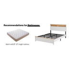 Cadre de lit plateforme avec station de recharge, tête de lit de rangement et éclairage LED – Blanc antique