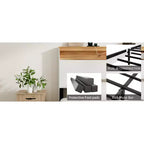 Cadre de lit plateforme avec station de recharge, tête de lit de rangement et éclairage LED – Blanc antique