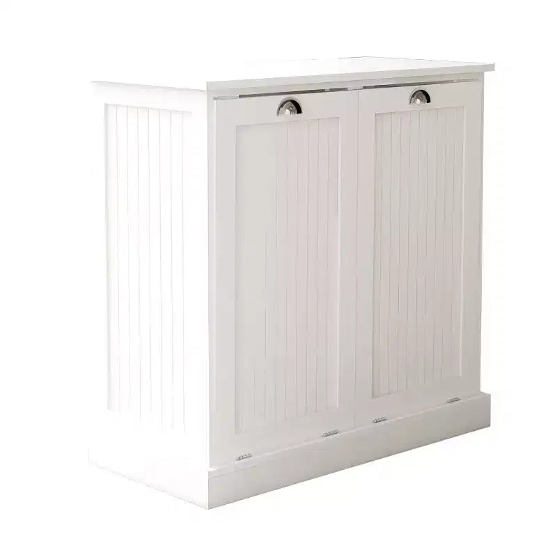 Meuble de tri de linge à bascule à deux compartiments avec rangement dissimulé