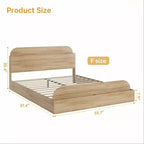 Cadre de lit Queen Size, lits en bois avec tête de lit de rangement et pied de lit surélevé, lit plateforme basse à double étage pour chambre à coucher, aucun sommier tapissier requis