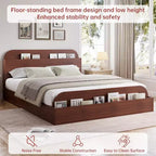 Cadre de lit Queen Size, lits en bois avec tête de lit de rangement et pied de lit surélevé, lit plateforme basse à double étage pour chambre à coucher, aucun sommier tapissier requis