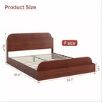 Cadre de lit Queen Size, lits en bois avec tête de lit de rangement et pied de lit surélevé, lit plateforme basse à double étage pour chambre à coucher, aucun sommier tapissier requis