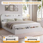 Cadre de lit Queen Size, lits en bois avec tête de lit de rangement et pied de lit surélevé, lit plateforme basse à double étage pour chambre à coucher, aucun sommier tapissier requis