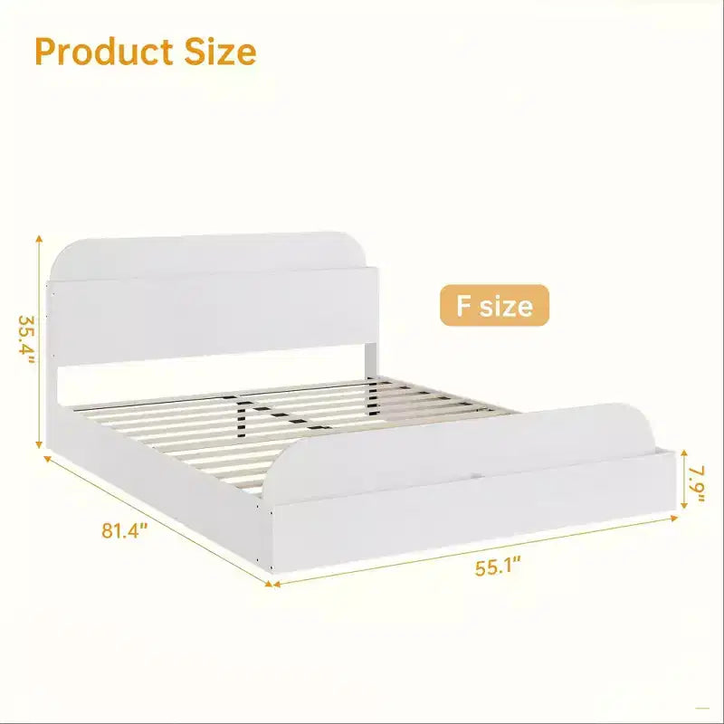 Cadre de lit Queen Size, lits en bois avec tête de lit de rangement et pied de lit surélevé, lit plateforme basse à double étage pour chambre à coucher, aucun sommier tapissier requis