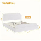 Cadre de lit Queen Size, lits en bois avec tête de lit de rangement et pied de lit surélevé, lit plateforme basse à double étage pour chambre à coucher, aucun sommier tapissier requis
