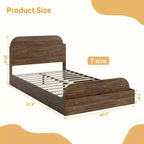 Cadre de lit Queen Size, lits en bois avec tête de lit de rangement et pied de lit surélevé, lit plateforme basse à double étage pour chambre à coucher, aucun sommier tapissier requis