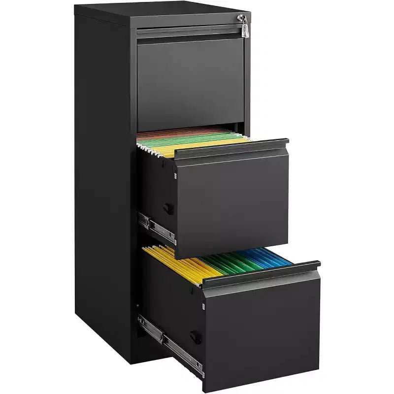 Classeur 3/4 tiroirs, Classeurs verticaux robustes avec serrure, Armoire de rangement en métal pour bureau et maison, Assemblage requis