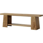 Lantine 2-Tier Entryway Bench, 59-inch Shoe Bench with Storage Shelves, Wood End of Bed Bench for Entryway, Bedroom, Living Room