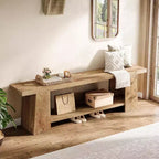 Banc d'entrée à 2 niveaux de 150 cm avec étagères de rangement
