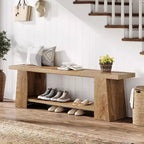 Banc d'entrée à 2 niveaux de 150 cm avec étagères de rangement