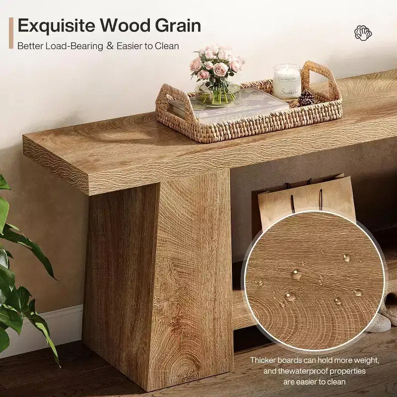 Banc d'entrée à 2 niveaux de 150 cm avec étagères de rangement