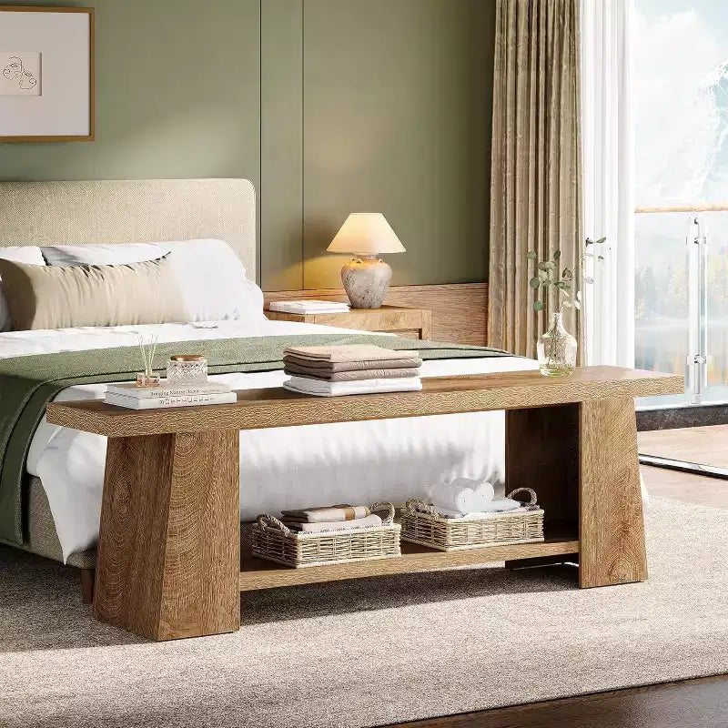 Banc d'entrée à 2 niveaux de 150 cm avec étagères de rangement