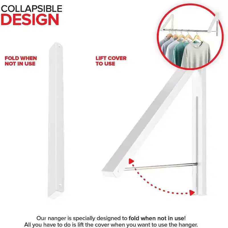 Séchoir à linge mural rétractable double pliable avec barre d'extension, blanc (lot de 20)