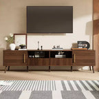 GDFStudio Saoirse 78 Modern Wood TV Entertainment Center with Soft-Close Doors, Open Shelf