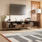Meuble TV moderne de 198 cm en bois avec portes à fermeture douce et étagère ouverte