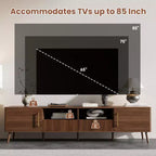 Meuble TV moderne de 198 cm en bois avec portes à fermeture douce et étagère ouverte