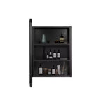 Armoire de toilette de 24 x 16 pouces noire murale rectangulaire arrondie avec cadre en fer forgé pour salle de bain