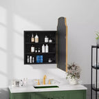 Meuble de salle de bain 49.5 x 75.2 cm, cadre doré légèrement arqué en fer forgé avec miroir, armoire de toilette murale