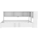 Lit de repos en métal grand format avec lit gigogne, 5 armoires de rangement, blanc