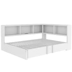 Lit de repos en métal grand format avec lit gigogne, 5 armoires de rangement, blanc