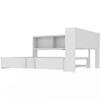 Lit de repos en métal grand format avec lit gigogne, 5 armoires de rangement, blanc