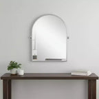 Miroir d'appoint incliné encadré en métal argenté de 36 po