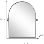 Miroir d'appoint incliné encadré en métal argenté de 36 po
