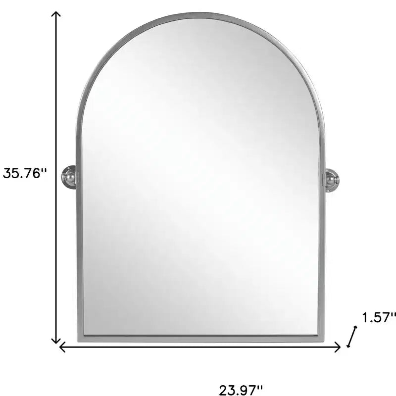 Miroir d'appoint incliné encadré en métal argenté de 36 po