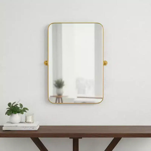 Miroir décoratif inclinable en fer doré de 32 po