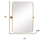 Miroir décoratif inclinable en fer doré de 32 po
