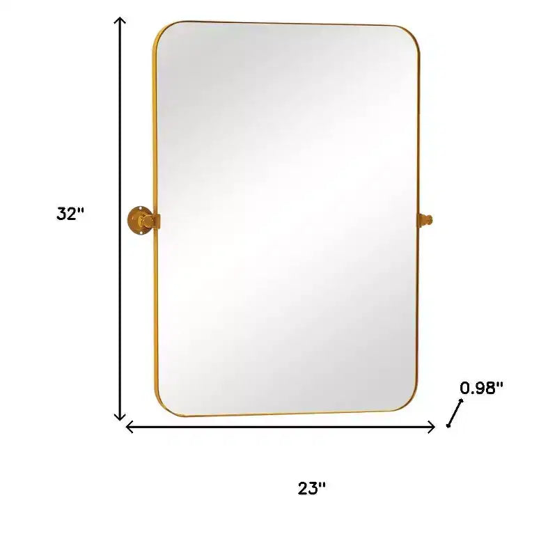Miroir décoratif inclinable en fer doré de 32 po