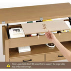 Table basse, table basse relevable convertible 4 en 1 avec rangement pour salon - 40 tables basses de rangement avec 2 tiroirs
