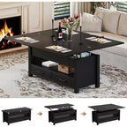 Table basse, table basse relevable convertible 4 en 1 avec rangement pour salon - 40 tables basses de rangement avec 2 tiroirs