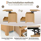 Table basse, table basse relevable convertible 4 en 1 avec rangement pour salon - 40 tables basses de rangement avec 2 tiroirs