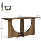 Table console longue de 180 cm, table d'entrée de style campagnard avec cadre géométrique robuste, table de canapé derrière le canapé pour le salon, marron rustique