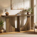 Table console longue de 180 cm, table d'entrée de style campagnard avec cadre géométrique robuste, table de canapé derrière le canapé pour le salon, marron rustique