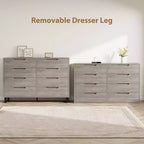 Commode à 8 tiroirs de 140 cm de large, meuble de rangement horizontal indépendant noir pour chambre, salon, couloir et entrée