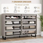Commode à 8 tiroirs de 140 cm de large, meuble de rangement horizontal indépendant noir pour chambre, salon, couloir et entrée