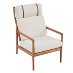 Fauteuil d'appoint moderne du milieu du siècle avec cadre en bois massif et dossier haut, revêtement beige, pour coin lecture