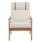 Fauteuil d'appoint moderne du milieu du siècle avec cadre en bois massif et dossier haut, revêtement beige, pour coin lecture