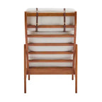 Fauteuil d'appoint moderne du milieu du siècle avec cadre en bois massif et dossier haut, revêtement beige, pour coin lecture