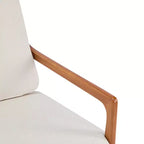 Fauteuil d'appoint moderne du milieu du siècle avec cadre en bois massif et dossier haut, revêtement beige, pour coin lecture