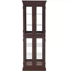 Vitrine lumineuse en verre avec étagères réglables, charnières de haute qualité et poignées vintage