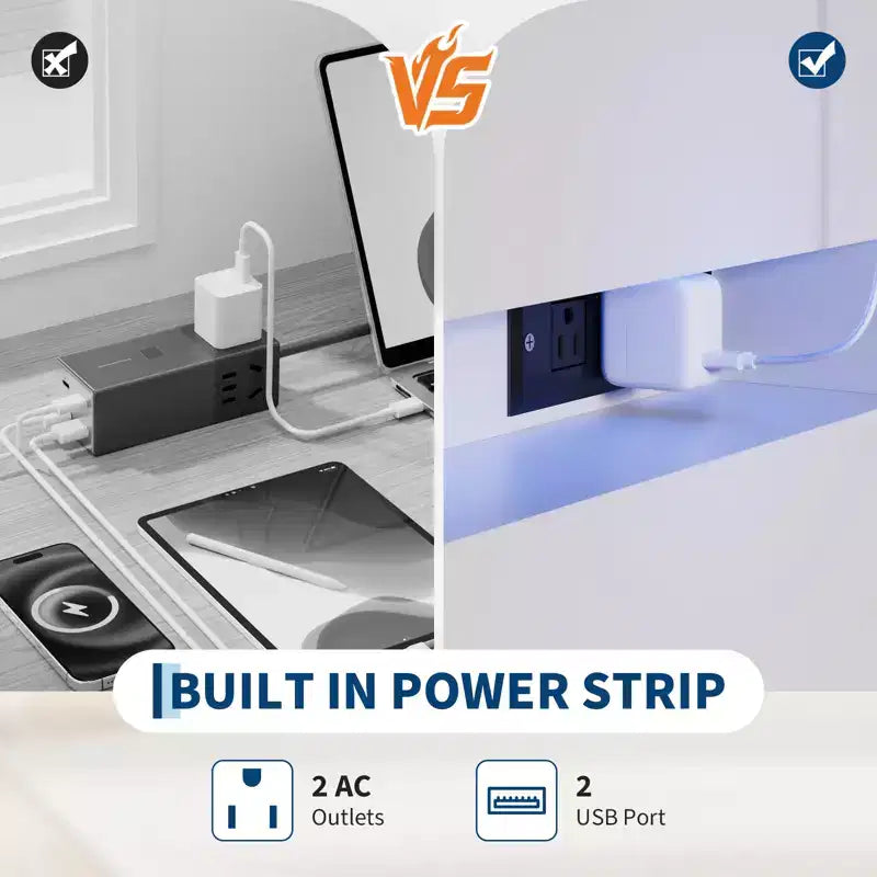 Commode à 6 tiroirs, pour placard, avec lumières LED flottantes et station de charge, armoire de rangement pour chambre à coucher, salon, 120 cm de large